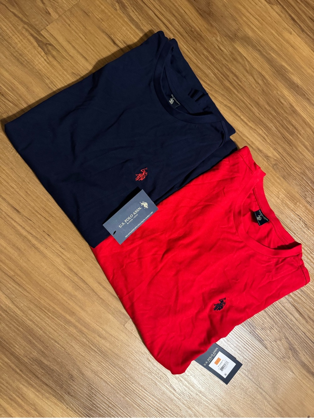 (2) NWT U.S. Polo Assn. Men’s Crew Neck T-Shirt - Navy & Red